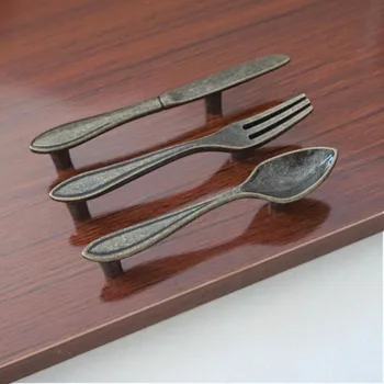 

3'' Antique Bronze Dresser Pulls Knife Spoon Fork Kitchen Cabient Handles Drawer Pulls Knobs Funiture Hardware Handles