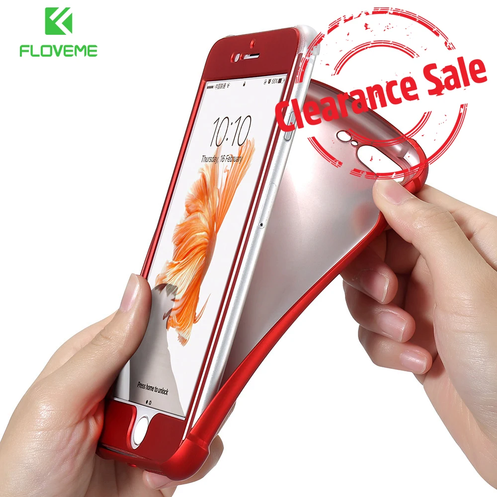 

FLOVEME 360 Degree Shockproof Case For iPhone 7 8 Plus Full Protector Soft Silicone +Hard PC Phone Case For iPhone 6 6S Plus 7 8