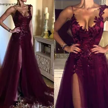 Элегантные виноградные фиолетовые Вечерние платья трапециевидной формы с разрезом, официальная Женская праздничная одежда, вечерние платья знаменитостей размера плюс на заказ