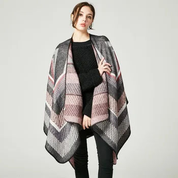 

FXFURS New Women's Outwear Cashmere Poncho Winter Scarf Women's Long Ponchos and Capes Female Fashion Scarves Vintage Blanket