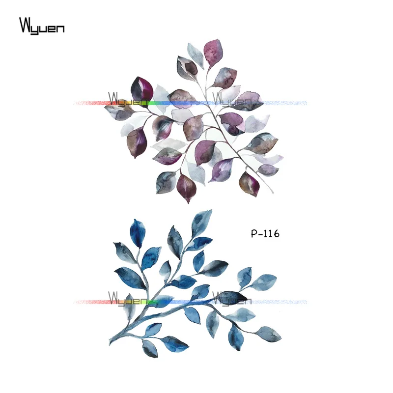 Wyuen Дерево Птицы поддельные татуировки цветок временные татуировки наклейки для женщин мужчин на боди-арт оригинальные лунные водостойкие татуировки P-129