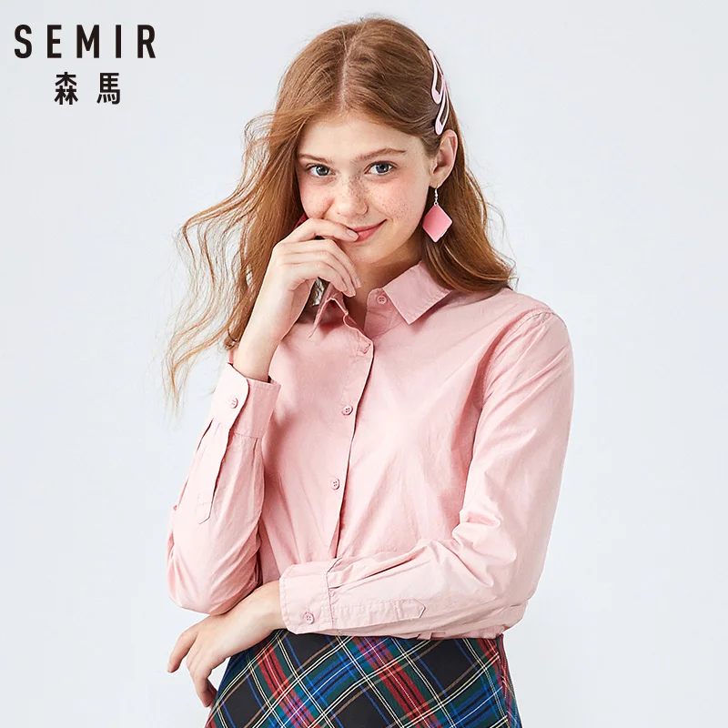 SEMIR Long sleeve shirt women young autumn 2020 new simple shirts solid cotton women blouse college wind inch blouse woman SEMIR Long sleeve shirt women young autumn 2020 new simple shirts solid cotton women blouse college wind inch blouse woman
