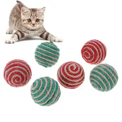 2 шт. кошка интерактивные игрушки сизаль шариков жевательной скребок игры Игрушечные лошадки для котенка Training собака шарик Игрушечные