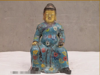 

USPS to USA S0076 9"Tibetan Cloisonne bronze Buddha God of Wealth statue Zhao Gongming