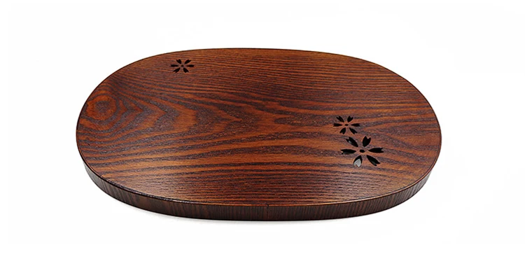 Pastoral Style Ellipse Wood Serving Trays Premium Handcrafted Engraving Wooden Tea Tray Perfect for Chinese Teapot and Teacup Set (4)