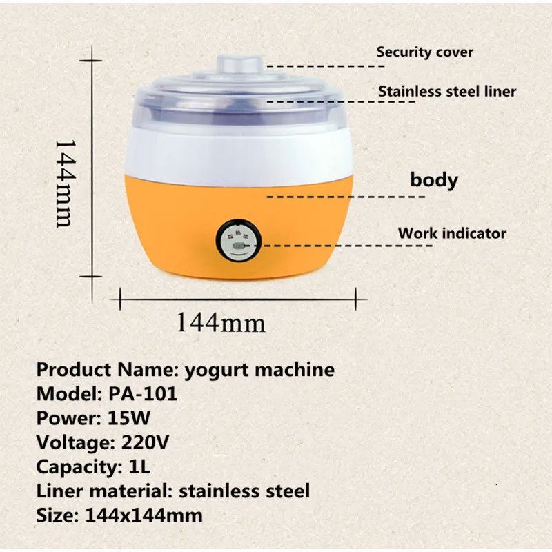  220V Household Electric multifunction Yogurt Maker Stainless Steel Liner Mini Automatic Yogurt Mach