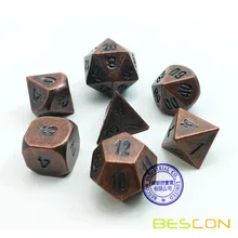Bescon античный медный твердый металлический многогранный D& D игральные кости Набор из 7 старых медных металлических ролевых игр 7 шт набор