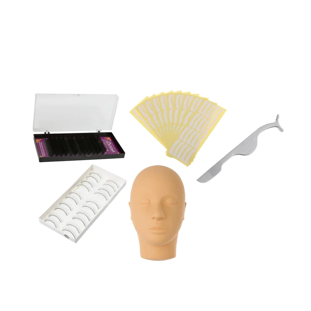 

Training Mannequin Flat Head Under Eye Stickers Eyelashes Lash Tweezers Make Up Individual Eyelash Extensions Practice Full Set