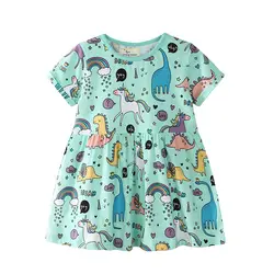 Jumping Meters 2019 новые летние платья для маленьких девочек Дети Детские платья для девочек мультфильм одежда с принтом roupas infantis menina