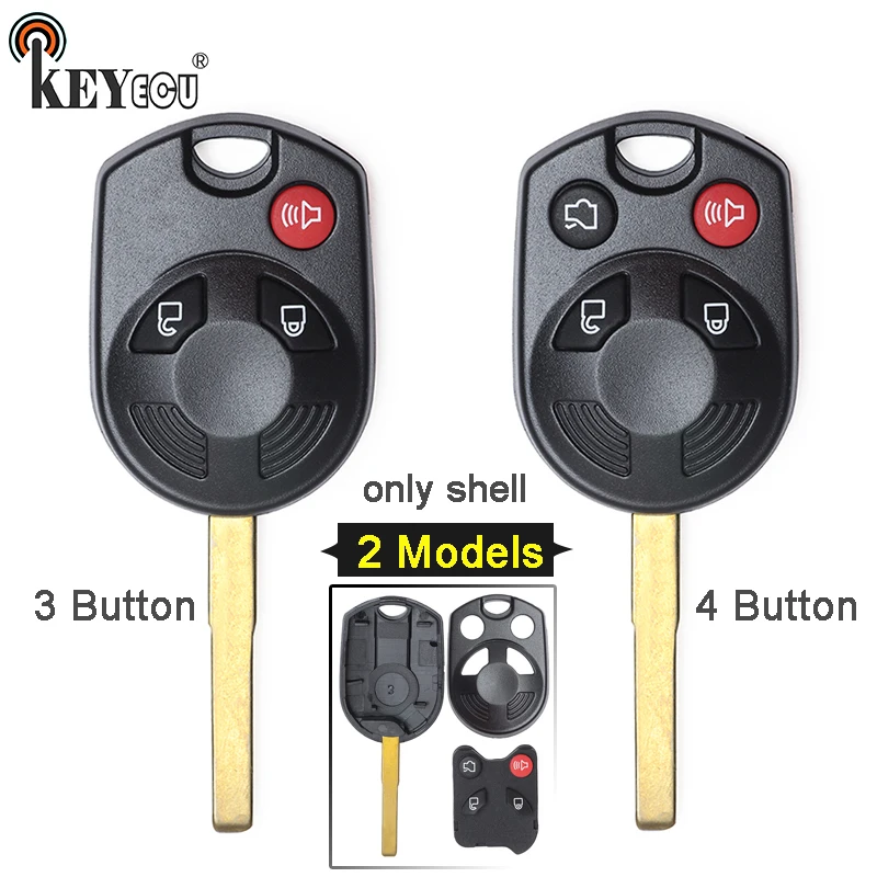 

KEYECU 1x for Ford C-Max Escape Focus Transit Connect FCC: OUCD6000022 2+1 3+1 3/4 Button Remote Car Key Shell Case Fob