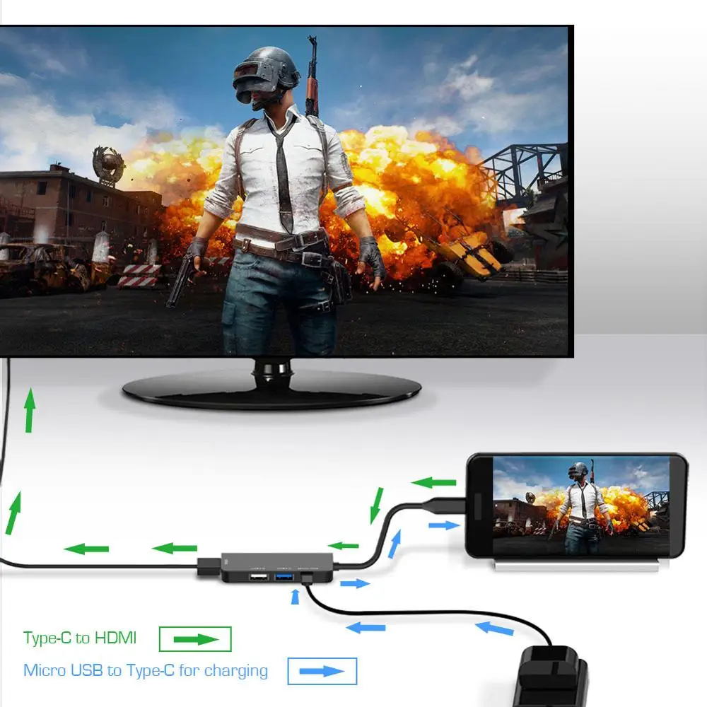 FSU Thunderbolt3 4k USB концентратор Тип c к hdmi usb3.0 2 0 micro usb зарядное устройство адаптер 4 в 1