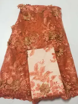 

New beautiful flower mesh plus beads Africa Nigeria lace French net suitable for wedding dress skirt fabric 5 yards