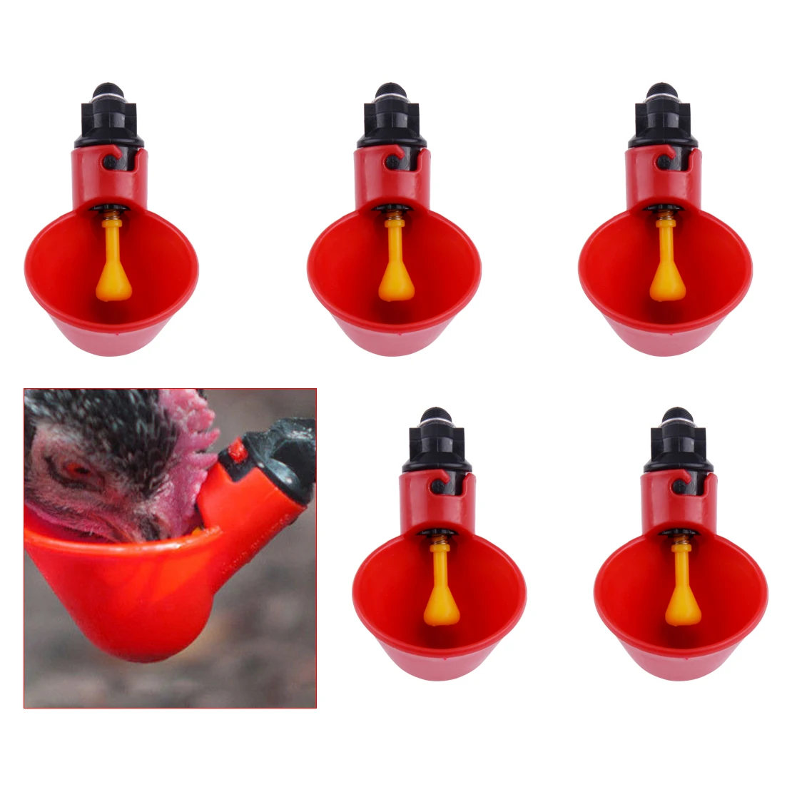 5pcs/10pcs PP Ball Valve Plastic Automatic Waterer Drinking Cup for