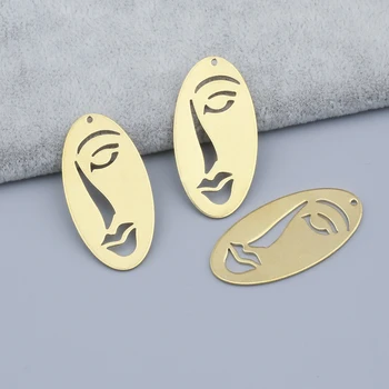 

10Pcs Raw Brass Abstract Stylish Hollow Out Face Shape Charms Pendants For Woman Dangle Jewelry Earrings Making Diy