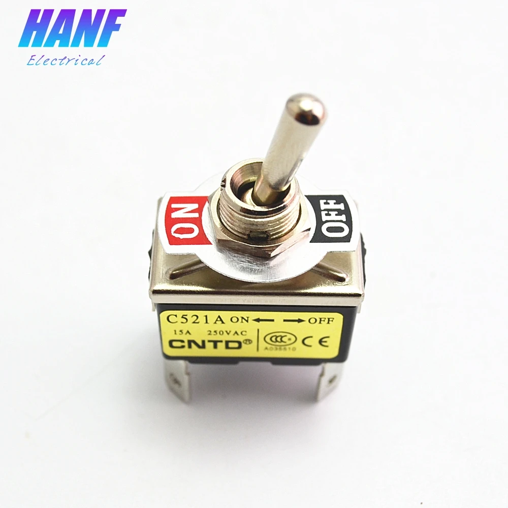 

1pcs Toggle Switch DPST 2 Positions 4 Pin Terminals Rocker Type Handle 15A 250VAC