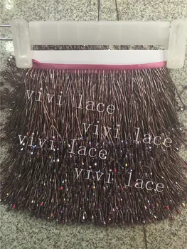

10 yards yy0015 tube beads water drop pendant luxury tassel fringe 12-13 cm width for decoration dress/fashion designer
