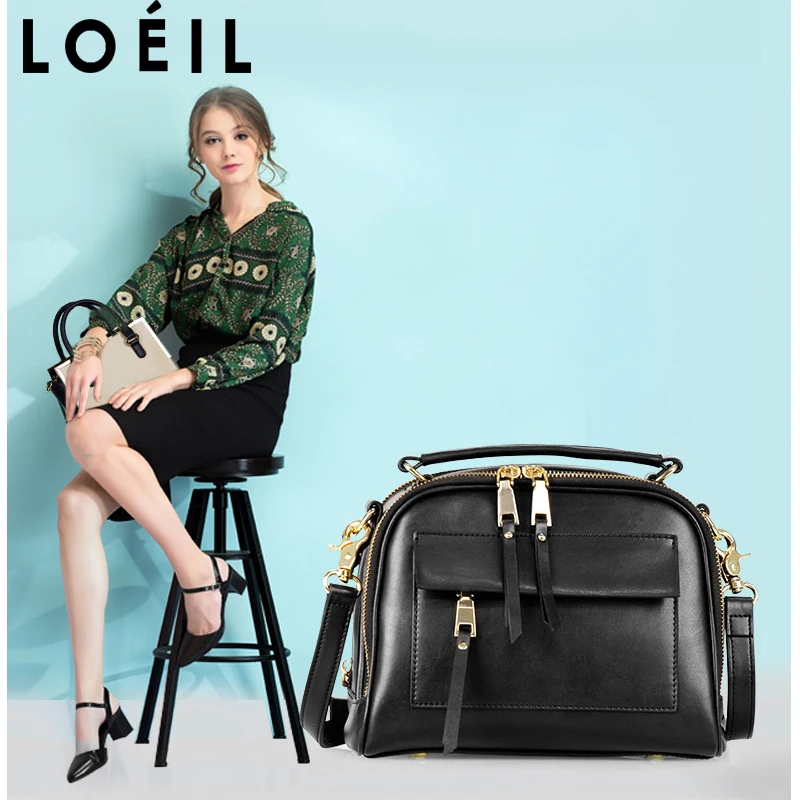 

LOEIL 2018 female handbag brand special offer quality 100% leather Europe and America simple shoulder bag hot sale Messenger bag