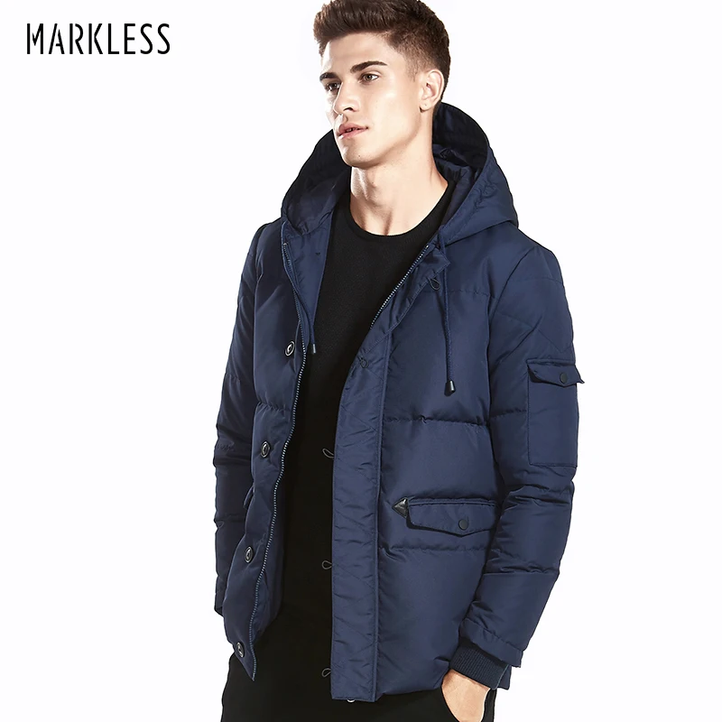 Куртка пуховик Markless зимняя теплая ветрозащитная парка с капюшоном 90% белого пуха