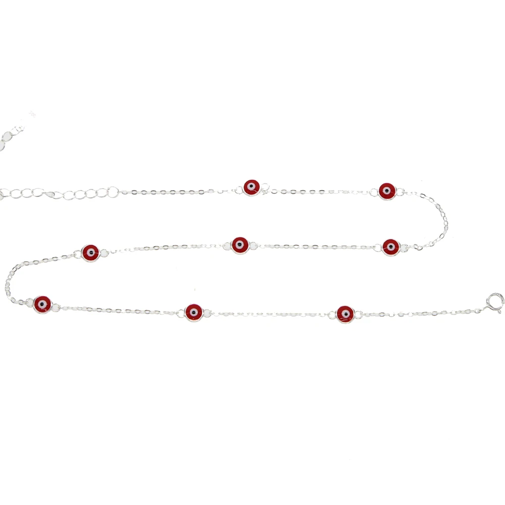 Genuine 925 Sterling Silver Necklace Turkey Round enamel Evil Eye Necklaces For Woman Chain Jewelry 2018