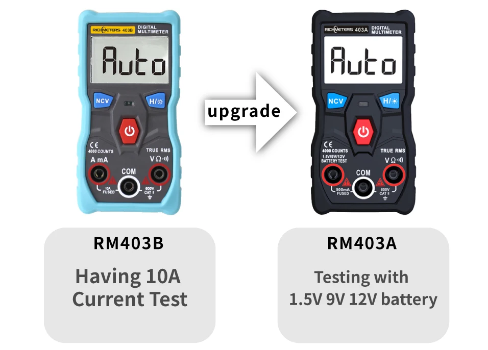 Автоматический цифровой мультиметр RICHMETERS 403A с истинным значением RMS, интеллектуальный NCV 4000 отсчетов, напряжение переменного/постоянного тока, Ом, инструмент для тестирования батареи