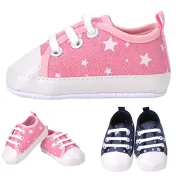 Новорожденный малыш мягкая подошва обувь для детей Холст Prewalker Кружево Up Sneaker 0-18 м