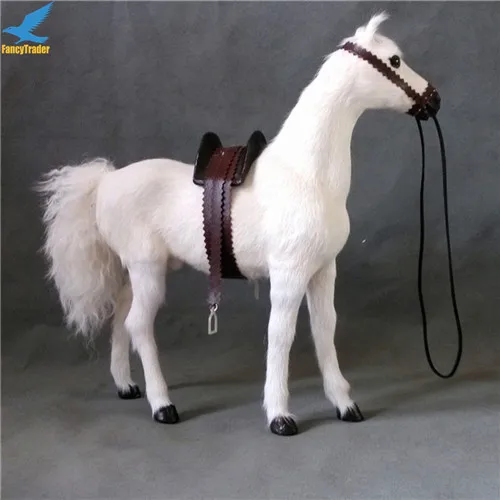 Fancytrader Simulation 16 Scale Ferghana Horse Toy with Saddle Home Decoration Photograph Prop Great Rare Collection 3 Colors (3)