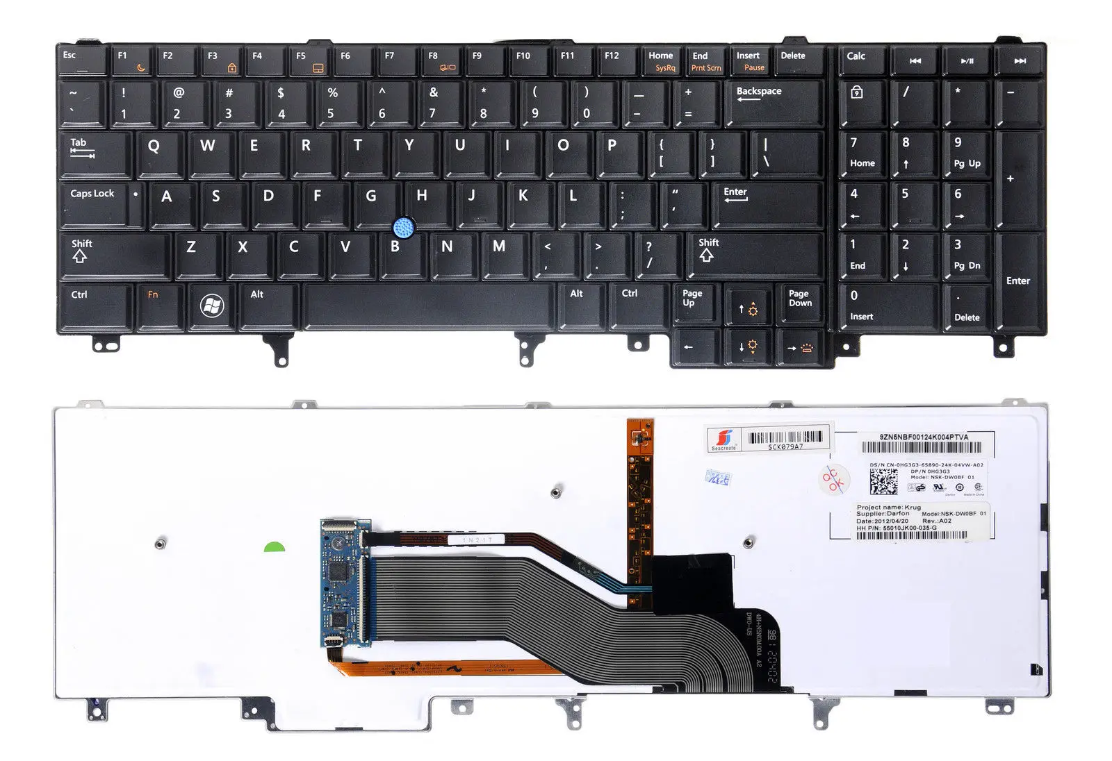

New Genuine For Dell Latitude E5520 E5520M E5530 US Laptop Keyboard Backlit Pointer