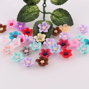 

50Pcs Mix Double Color 3D Resin Flower Nail Charms Jewelry Design Decorations For Nails Stud DIY Glue Nail Art Stickers