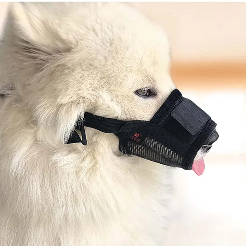 Dog Training Muzzle Adjustable Pet Mouth Mask Breathable Anti Bark Bite