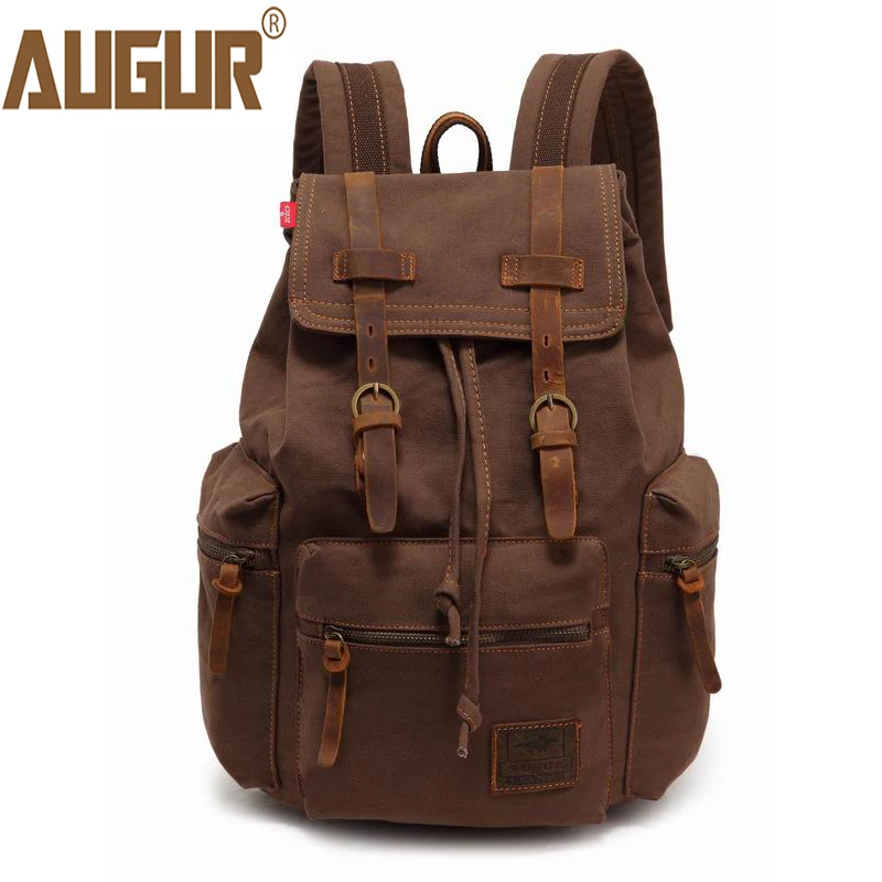 2018 تبشر أزياء الرجال على ظهره خمر قماش Mochila الأنثوية حقائب السفر للرجال كمبيوتر محمول قدرة كبيرة على ظهره الذكور ، Backbag