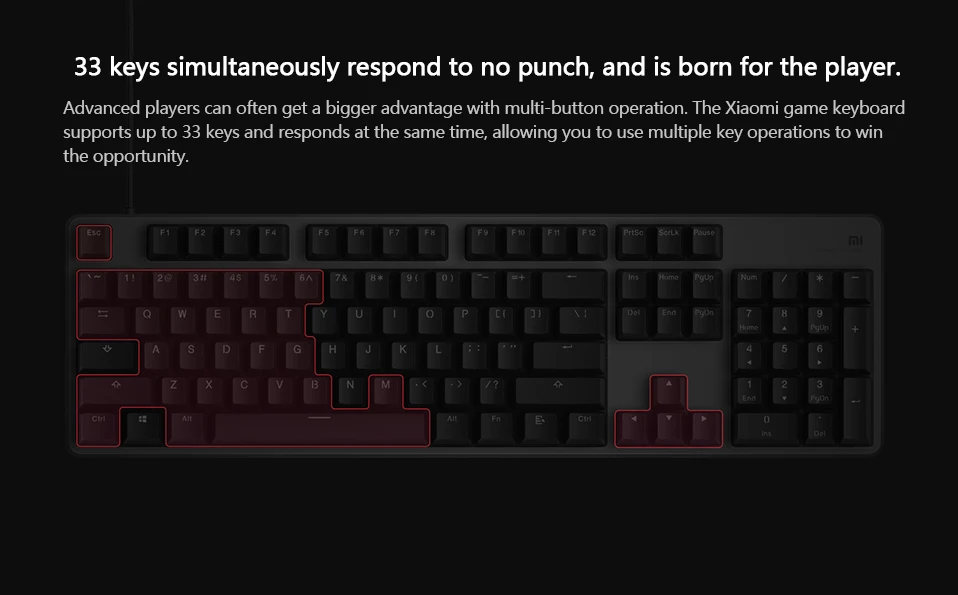 Original Xiaomi Mi Gaming Keyboard 104 Keys RGB LED Backlight Aluminum Alloy Cover  (7)