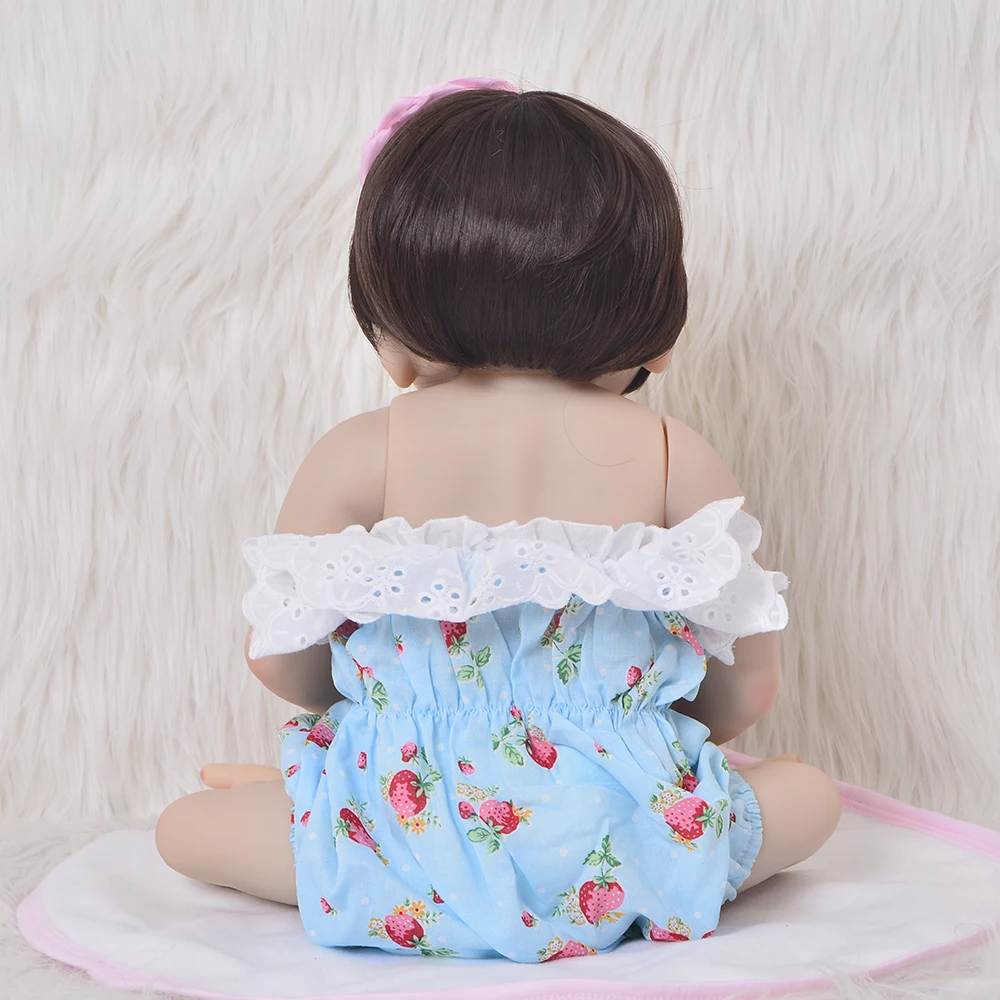 55cm Silicone Reborn brown eyes Baby Doll Kids Playmate Gift for Girls Baby Alive diy Toys wear fashion clothes Doll Bebe Reborn