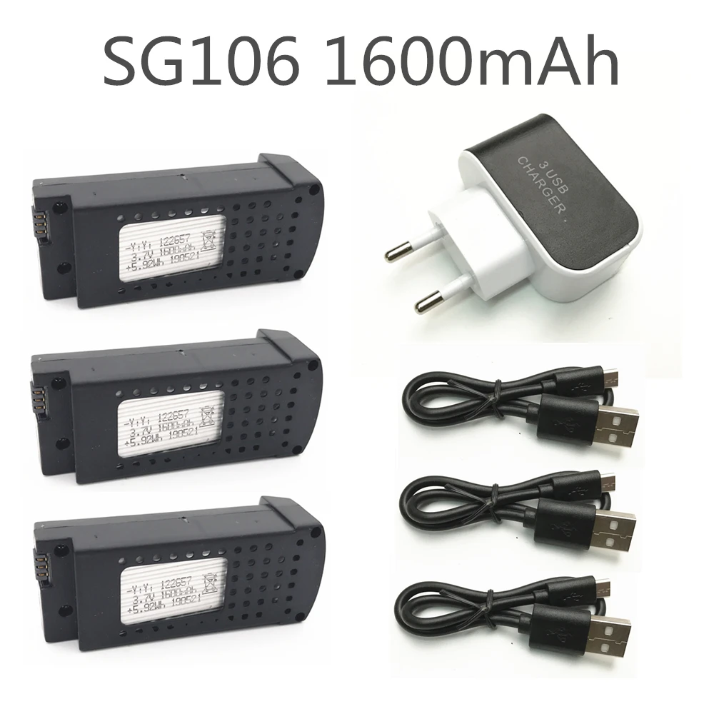 

SG106 RC Quadcopter Spare Part EU Plug Charger 3.7V 1600mah Lipo Battery USB Charging Cable Set