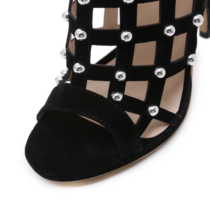 Hollow Verano Mujer Mujeres Gladiador Sandalias Remache De 12 Alto Out Sexy Tacón Cm Señora qSzOwnZT