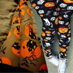 Хэллоуин Для женщин Lggings Осень подходит тонкий Повседневное Для женщин брюки Hot Sexy Bodycon Эластичный Высокая Талия печатных Леггинсы