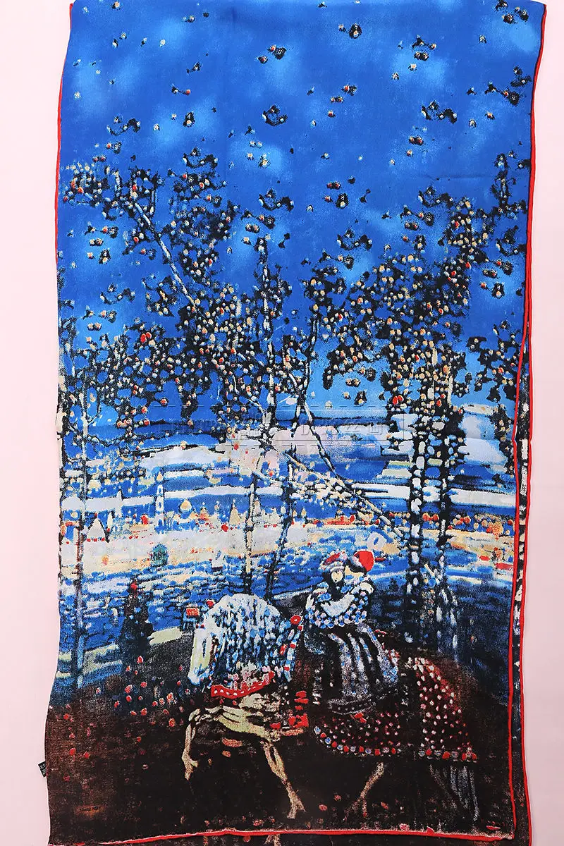 Kopen DANKEYISI Van Gogh Olieverf Echte Sjaal Vrouwen   mannen Sjaal 100% Natuurlijke Zijde Sjaals Luxe Merk Designer Sjaals vrouwelijke