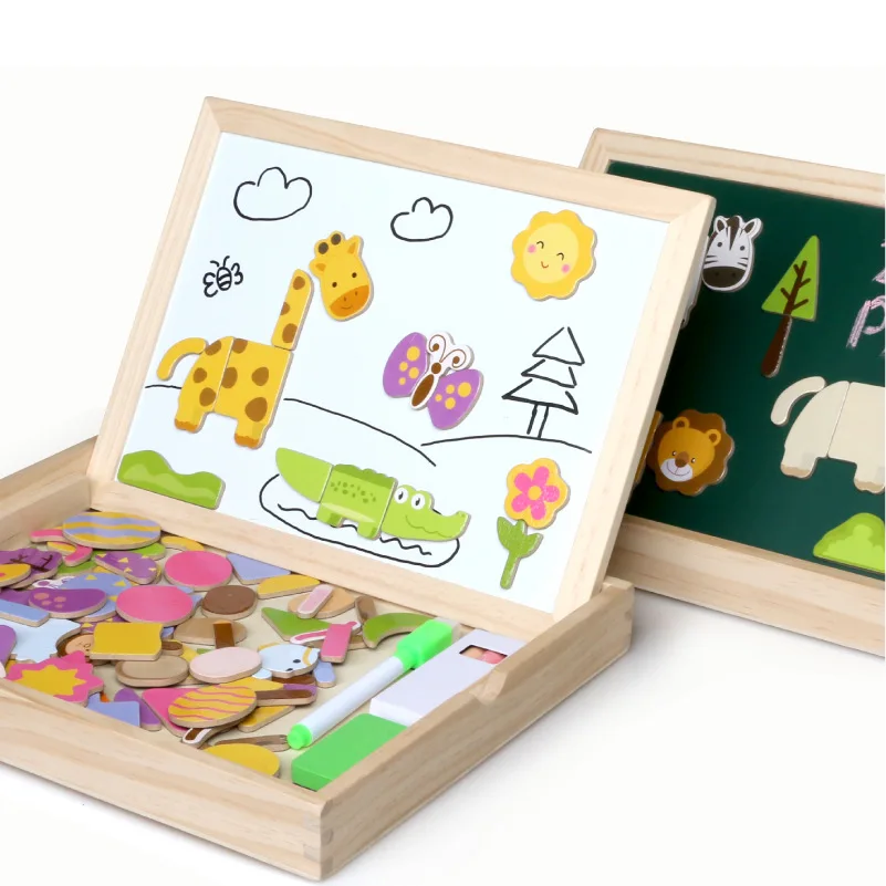 

Children Drawing Board Magnetic Puzzle Animal Forest Puzzle Boy Girl Gift Baby Building Blocks Educational Toys