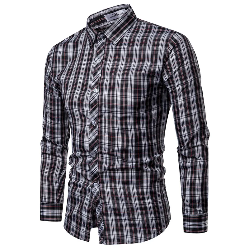 Drop Shipping Men Plaid Shirt Long Sleeve Cotton Shirts 2019 Fashion Regular Casual Red Checkered Chemise Homme Man Clothes Drop Shipping Men Plaid Shirt Long Sleeve Cotton Shirts 2019 Fashion Regular Casual Red Checkered Chemise Homme Man Clothes