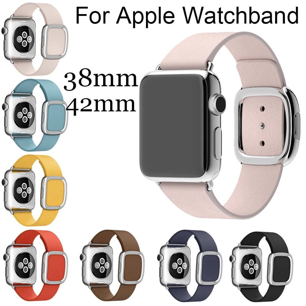 Modern Buckle Soft Genuine Leather strap for Apple watch band 38mm 42mm Wrist Bracelet For Apple