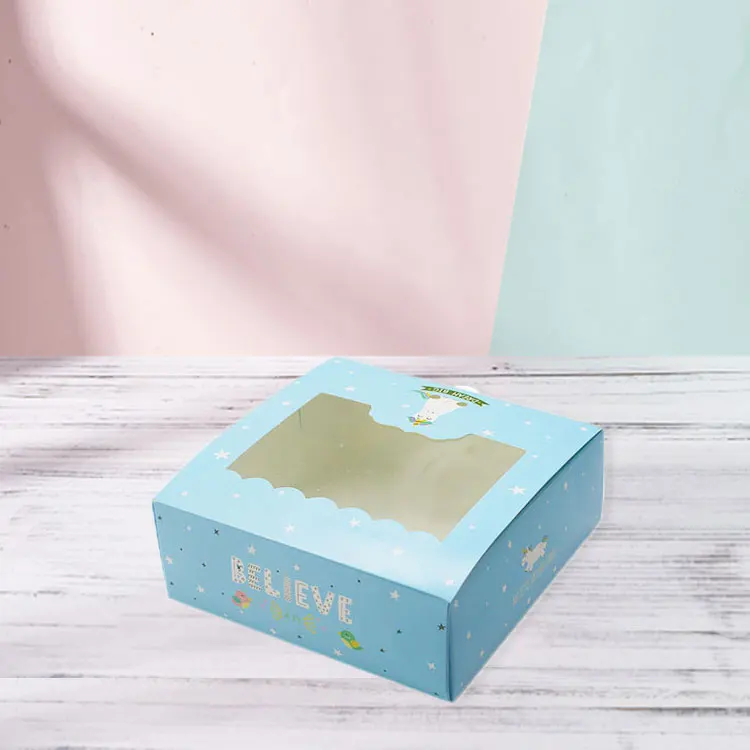 

500 pcs paper box windows for party kids birthday unicorn kraft gift Paper boxes food packaging candy wedding cardboard cake box