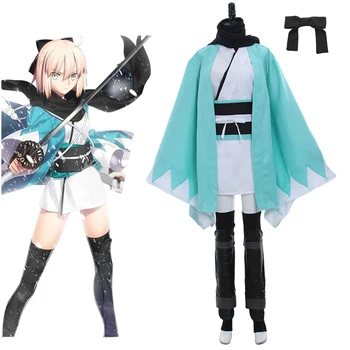 

Fate Grand Order Saber Altria Pendragon King Arthur Okita Souji Cosplay Costumes Women Halloween Uniform Full Set Custom Made