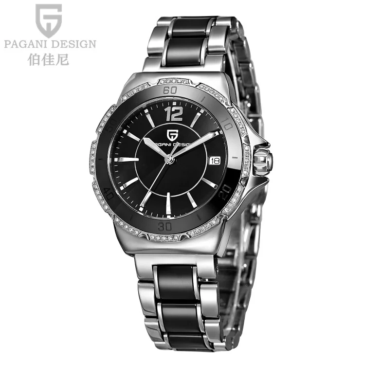 Pagani Дизайн брендовые керамические женские водонепроницаемые кварцевые часы женские роскошные женские часы Relogio Feminino - Цвет: D black B