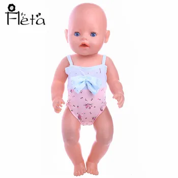 

Doll Clothes Accessories 4 Patterns Cute Swimsuit Fit 18 Inch American Doll&43cm Baby Doll,Get 1 Prs Slippers For Free