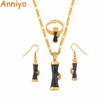 Anniyo черная эмалированная барабанчик, этнические ожерелья, серьги, кольца, наборы для женщин, ювелирные изделия, вечерние украшения, подарки#139806