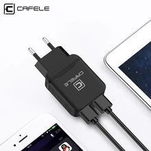 Cafele EU Plug Dual USB Charger DC 5V 2.4A 12W Universal Portable Travel Wall Adapter Mobile Phone Charger for iPhone Laptop