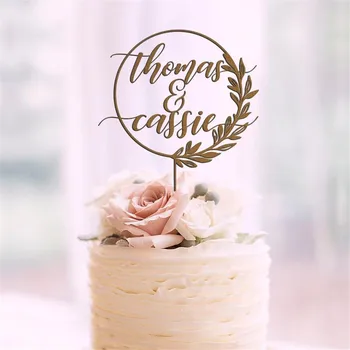 

Rustic Wreath Wedding Cake Topper Custom Bride and Groom Names Cake Topper Personalized Wedding Gifts
