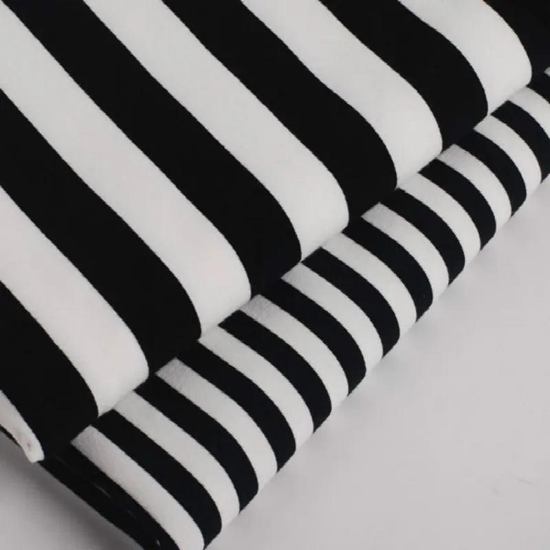 Stretchy Printed Strip Cotton Terry Fabric by half meter for DIY baby T