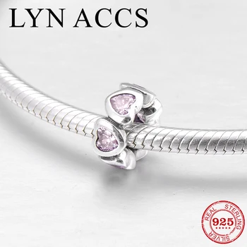 

Round Sparkling heart Authentic 925 Sterling Silver Purple CZ fine spacer Bead Jewelry DIY Fit Original Pandora Charm Bracelet
