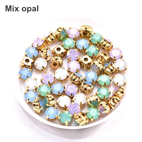 Mixed Colors 6 мм 100 шт опал красочные пришить горный хрусталь стекло Кристалл Золото страз в форме когтя Алмазная форма камни пришить коготь стразы F0061 - Цвет: Mixed Colors