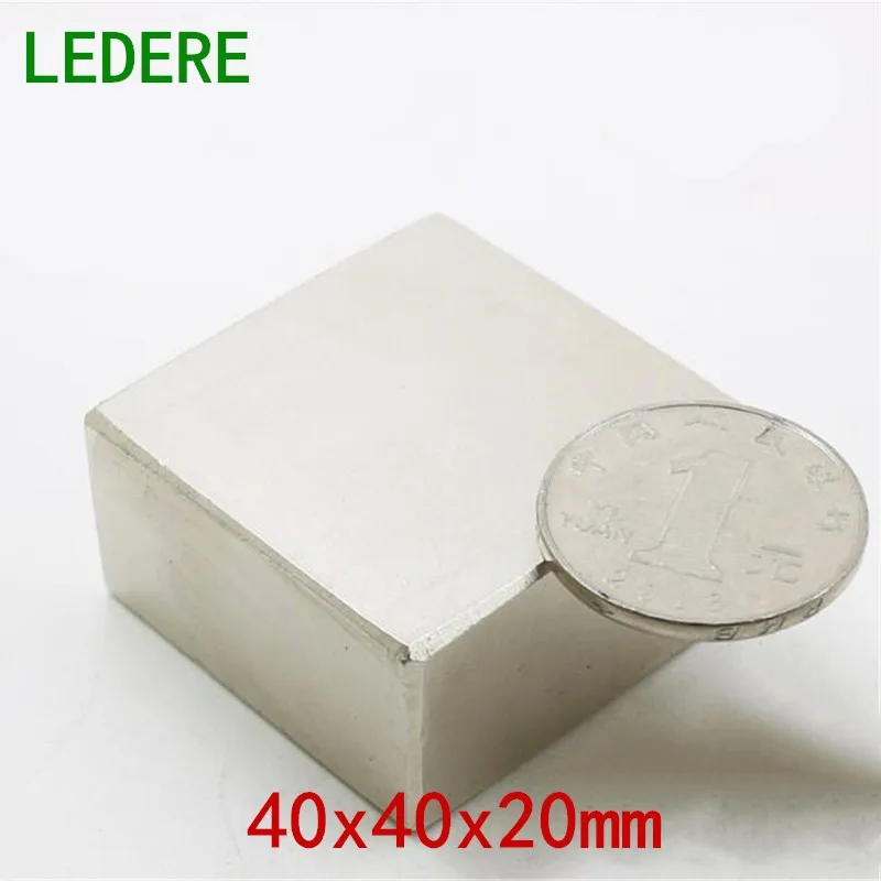 

LEDERE 1PCS block 40x40x20 Super Powerful Strong Rare Earth Block NdFeB Magnet Neodymium Magnets 40x40x20mm 40*40*20